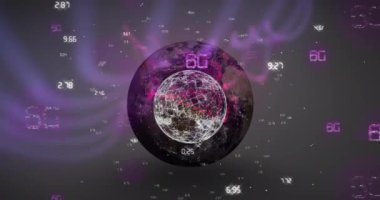 Birden fazla 6G metin pankartının animasyonu ve gri arkaplanda dünya çapında bağlantılar ağı. Küresel ağ ve iş teknolojisi kavramı