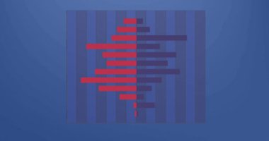 Mavi arka planda istatistiksel veri işleme animasyonu. Bilgisayar arayüzü ve iş veri teknolojisi kavramı