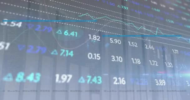 Animation Statistical Stock Market Data Processing Blue Background Global Economy — ストック動画