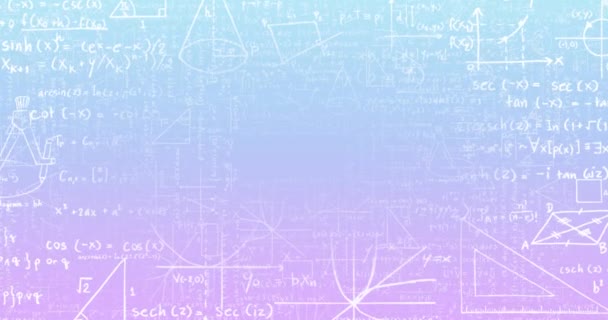 Animación Ecuaciones Matemáticas Fórmulas Flotando Sobre Fondo Gradiente Púrpura Concepto — Vídeos de Stock