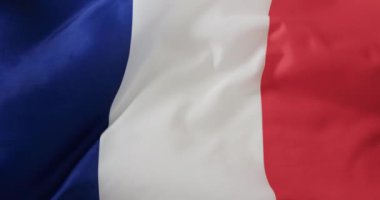 Beyaz rugby topu, Fransa bayrağının üzerinde sallanıyordu, fotokopi aletiyle, ağır çekimde. Rugby, spor, uluslararası, rekabet ve oyunlar dijital olarak oluşturuldu.