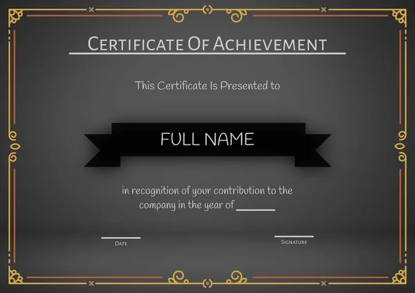Ілюстрація Сертифіката Про Досягнення Цей Сертифікат Представлений Повним Текстом Імені — стокове фото