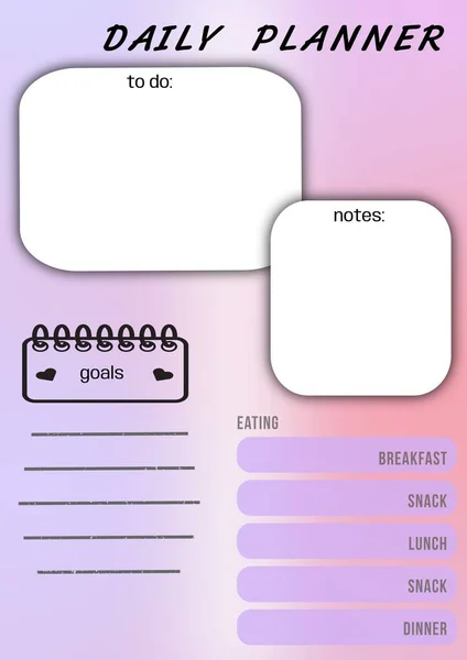 Illustration Daily Planner Notes Goals Eating Breakfast Lunch Dinner Snack — Stock Photo, Image