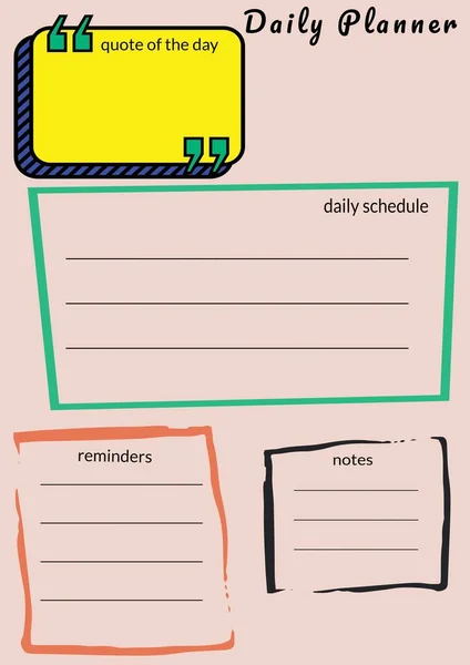 Illustration Daily Planner Quote Day Daily Schedule Reminders Notes Pink — Stock Photo, Image