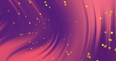Soyut pembe ışık yollarının üzerinde süzülen sarı noktaların animasyonu mor arkaplana karşı. Teknoloji arka plan kavramı