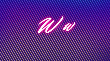 Çizgili gradyan mavi arkaplana karşı neon pembe mesaj pankartı animasyonu. Çizgi roman posteri ve afiş konsepti