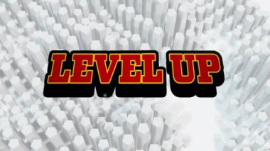 Düz bir şekilde hareket eden 3 boyutlu şekillere karşı retro konuşma baloncuğu üzerinden metin düzeyinin canlandırılması. Video oyunu arayüzü teknolojisi kavramı