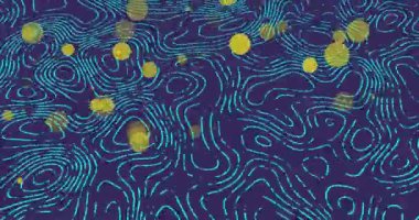 Topoğrafya üzerindeki sarı noktaların mavi arkaplana karşı kusursuz desenli animasyonları. Teknoloji arka plan kavramı