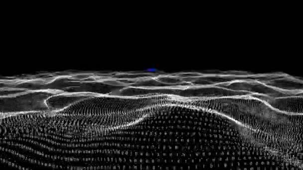 青いグラデーションの背景に対するデジタル波の上にすごいテキストバナーのアニメーション ビデオゲームインターフェース技術の概念 — ストック動画