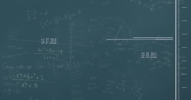Animering Databehandling Och Matematiska Ekvationer Mot Blå Bakgrund Datorgränssnitt Och — Stockvideo
