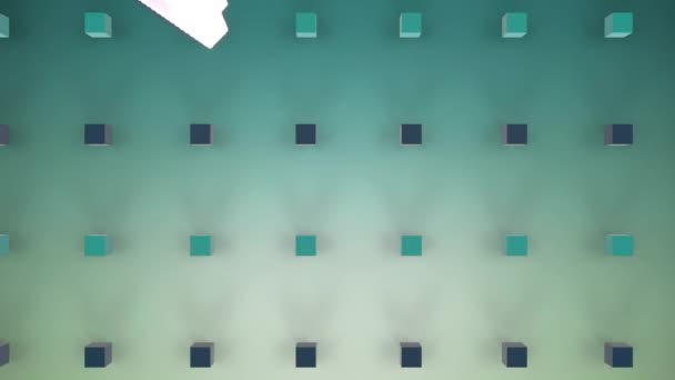 Animation Eines Wow Textbanners Gegen Quadrat Formen Auf Blauem Hintergrund — Stockvideo