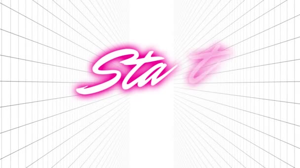 Animering Neon Rosa Start Text Banner Över Nätet Nätverk Mot — Stockvideo