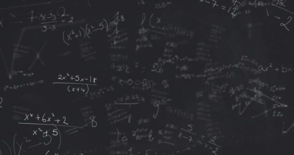 Анимация Математических Уравнений Формул Диаграмм Плавающих Сером Фоне Концепция Школы — стоковое видео