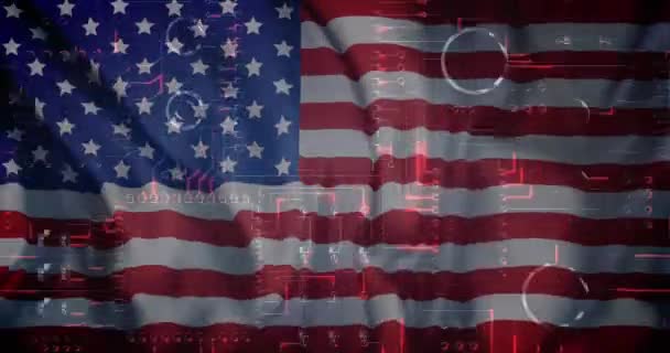 Animation Serveur Informatique Sur Drapeau Des États Unis Amérique Informatique — Video