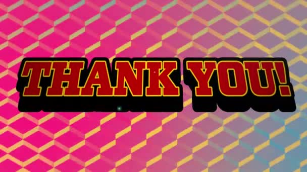 Animation Thank You Text Retro Speech Bubble Textured Gradient Background — Stock Video