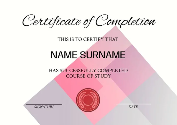 Ilustración Del Certificado Cumplimentación Esto Para Certificar Ese Nombre Apellido — Foto de Stock