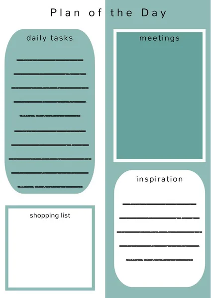 Illustration Von Tagesplan Täglichen Aufgaben Besprechungen Inspiration Und Einkaufslisten Text — Stockfoto