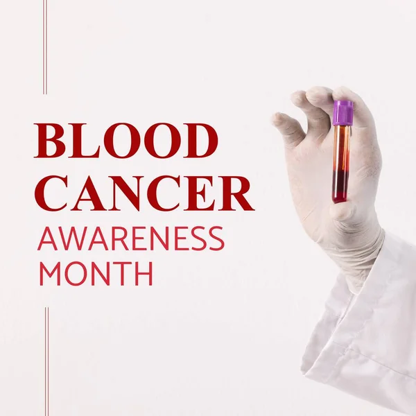 Bloedkanker Bewustzijn Maand Tekst Het Rood Met Hand Van Arts — Stockfoto