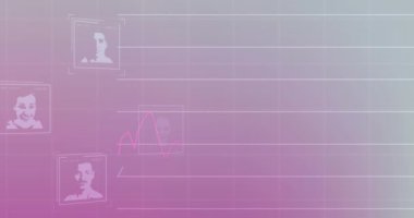 Grafik arkaplanına karşı profil resmi üzerinde değişen sayılara sahip çoklu grafiklerin canlandırması. Dijital olarak üretilmiş, hologram, illüstrasyon, rapor, iş dünyası, nft ve teknoloji kavramı.