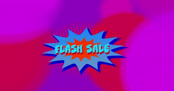 Animacja Tekstu Sprzedaży Flash Bańce Retro Mowy Wzorzyste Tło Komunikacja — Wideo stockowe