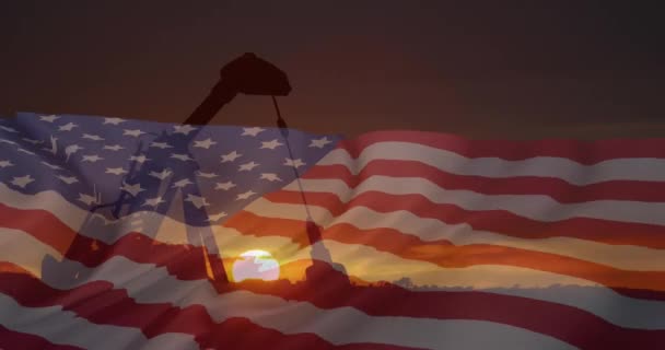 Animazione Della Pompa Dell Olio Bandiera Degli Stati Uniti America — Video Stock