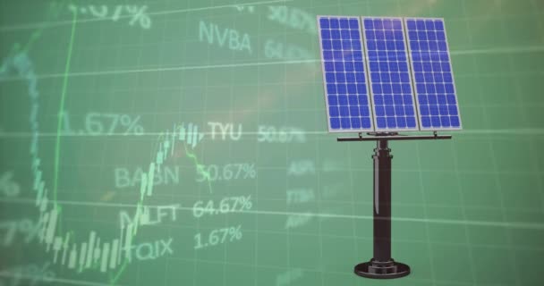 Animation Graphs Trading Board Solar Panel Abstract Background Digital Composite — Stock Video