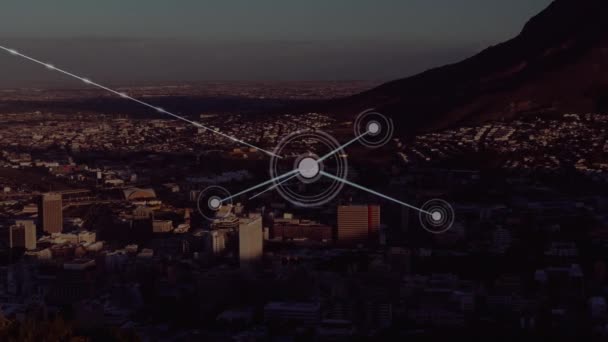 Összeköttetések Hálózatának Animációja Városkép Légi Nézete Ellen Globális Hálózatépítés Üzleti — Stock videók
