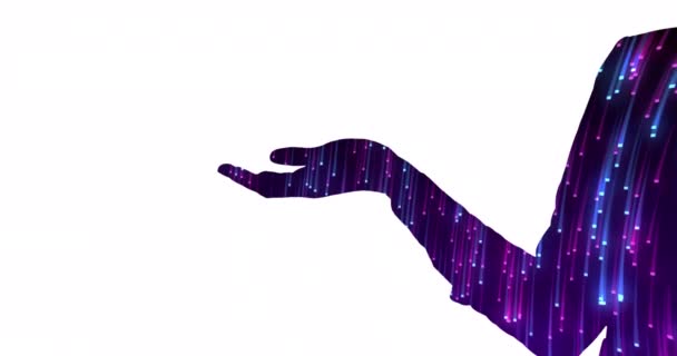 사무적 여성의 실루엣 애니메이션 배경에 가벼운 흔적을 손으로 글로벌 비즈니스 — 비디오
