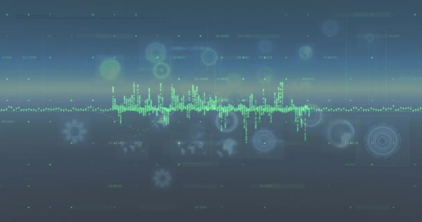 Animace Více Grafů Radarech Kruzích Glóbech Abstraktním Pozadí Digitálně Generovaný — Stock video