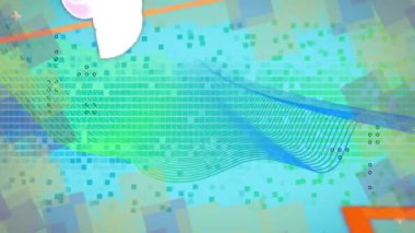 Soyut şekiller, dijital dalgalar ve mozaik kareler üzerinde başlangıç metninin canlandırması. Video oyunu arayüzü teknolojisi kavramı
