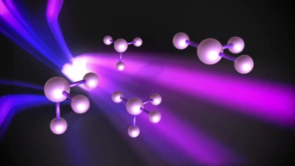 Animation Macro Molecules Purple Background Global Science Computing Digital Interface — Stock Video