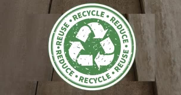 Animación Reutilización Reciclado Reducción Texto Logotipo Sobre Cambio Material Los — Vídeo de stock