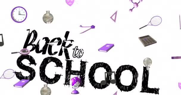 Animação Ícones Educação Com Volta Texto Escola Sobre Fundo Branco — Vídeo de Stock