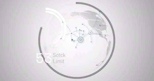 Animação Círculos Carregamento Com Números Variáveis Sobre Pontos Conectados Globo — Vídeo de Stock