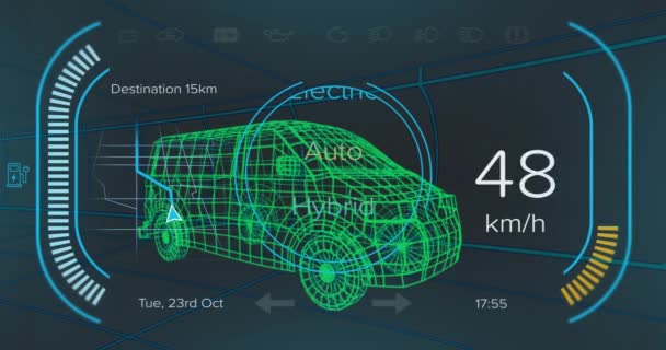 Animasi Speedometer Dengan Teks Mengubah Angka Lebih Dari Model Van — Stok Video