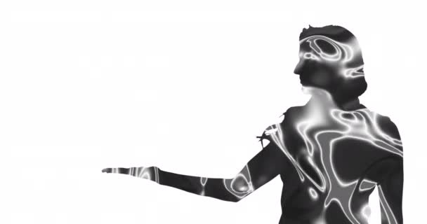 Animazione Silhouette Donna Affari Tenendosi Mano Nostro Con Sentieri Leggeri — Video Stock
