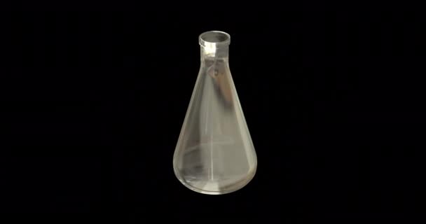 Animation Laboratory Glass Bottle Spinning Black Background Global Science Computing — Stock Video