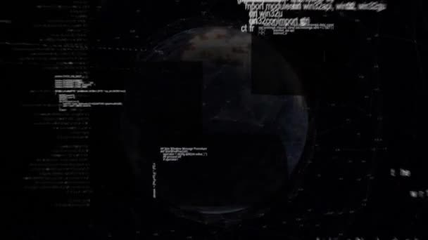 Анимация Компьютерного Языка Над Связными Точками Числами Всему Миру Черном — стоковое видео