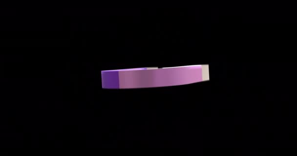 Animation Purple Magnetic Horse Shoe Spinning Black Background Global Science — Stock Video