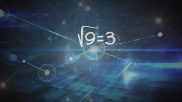 Animáció Matematikai Egyenletek Lencse Fáklyák Kapcsolódó Pontok Absztrakt Háttér Digitálisan — Stock videók
