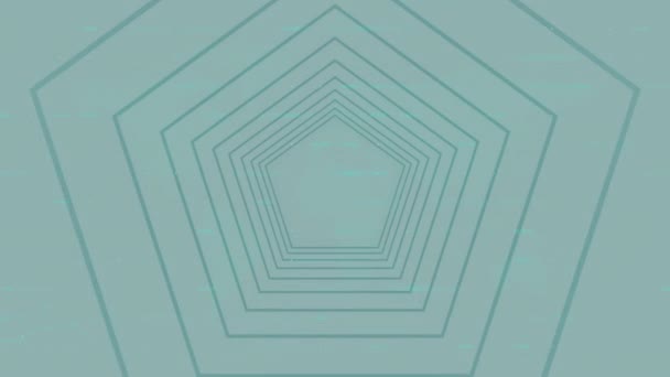 在蓝色背景的图形上形成环状六边形隧道的动画 数字生成的全息图 摘要和技术概念 — 图库视频影像