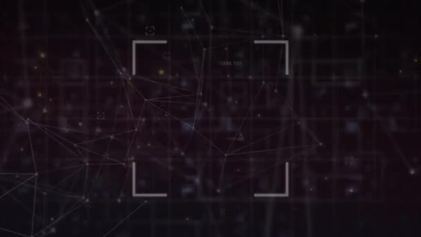 Animacja Wizjerów Nad Połączonymi Kropkami Liniami Zmieniającymi Się Numerami Czarnym — Wideo stockowe