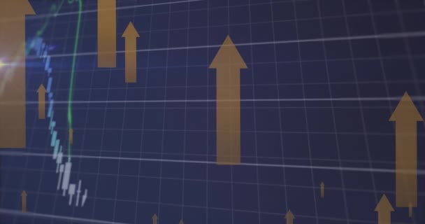 Animation Der Verarbeitung Von Finanzdaten Und Pfeilsymbolen Die Sich Vor — Stockvideo