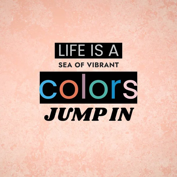 生命的组成是一片色彩艳丽的大海 在粉色的背景上跳跃着文字 彩色和正态度概念数字生成的图像 — 图库照片