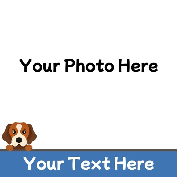Cute Dog Holding Space Photo Text White Background Cute Pet — Stock Photo, Image
