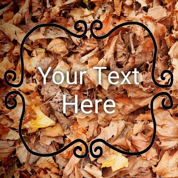 Text Holding Copy Space Decorative Black Curled Frame Brown Autumn — Stock Photo, Image