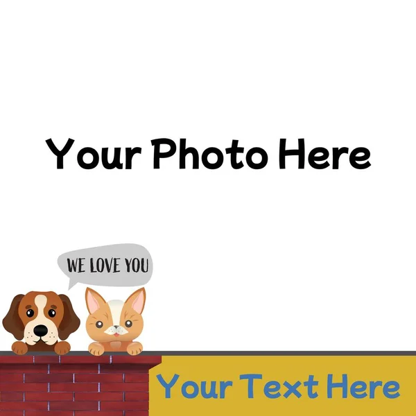 Χαριτωμένο Σκυλί Και Γάτα Σας Αγαπάμε Κείμενο Και Κρατώντας Χώρο — Φωτογραφία Αρχείου