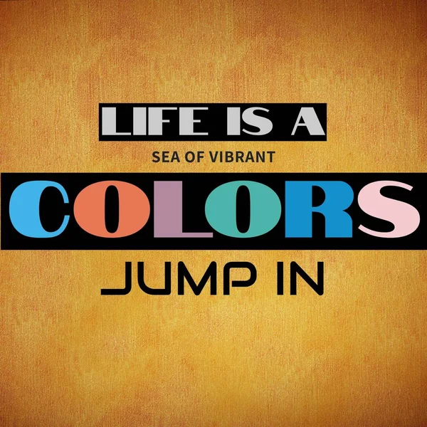 Composition Life Sea Vibrant Colours Jump Text Yellow Background Colour — Stock Photo, Image