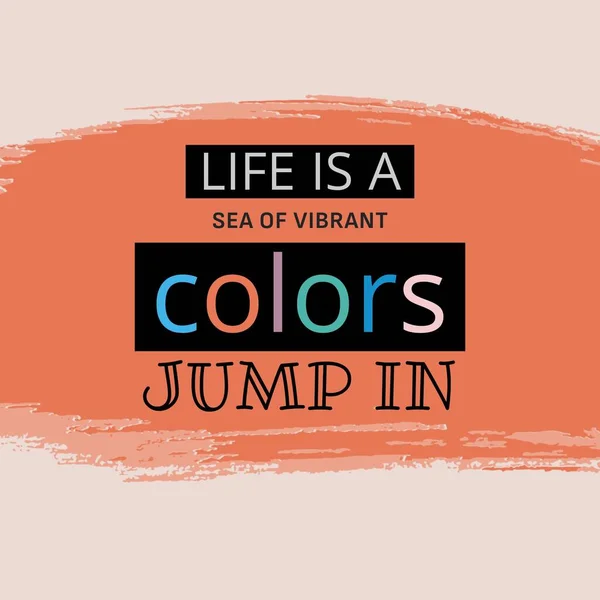 Composition Life Sea Vibrant Colours Jump Text Pattern Orange Background — Stock Photo, Image
