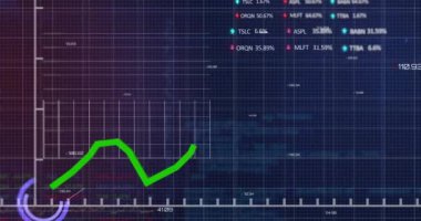 Karanlık arka planda finansal veri işleme animasyonu. Dijital olarak oluşturulmuş küresel bilgisayar ve veri işleme kavramı.